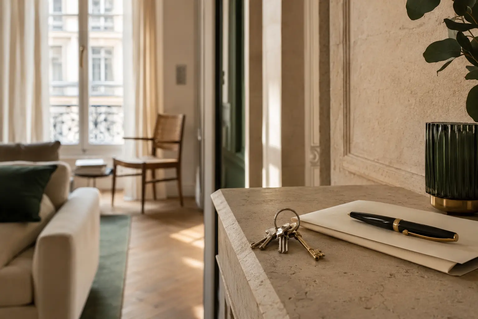 Clés d’un logement et dossier locatif dans un appartement français